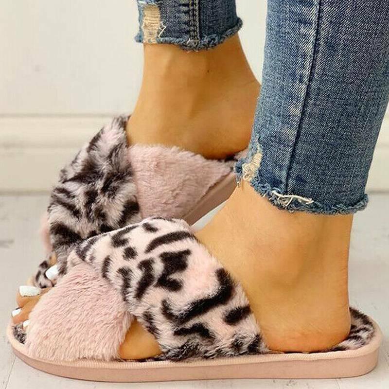 leopard open toe slippers