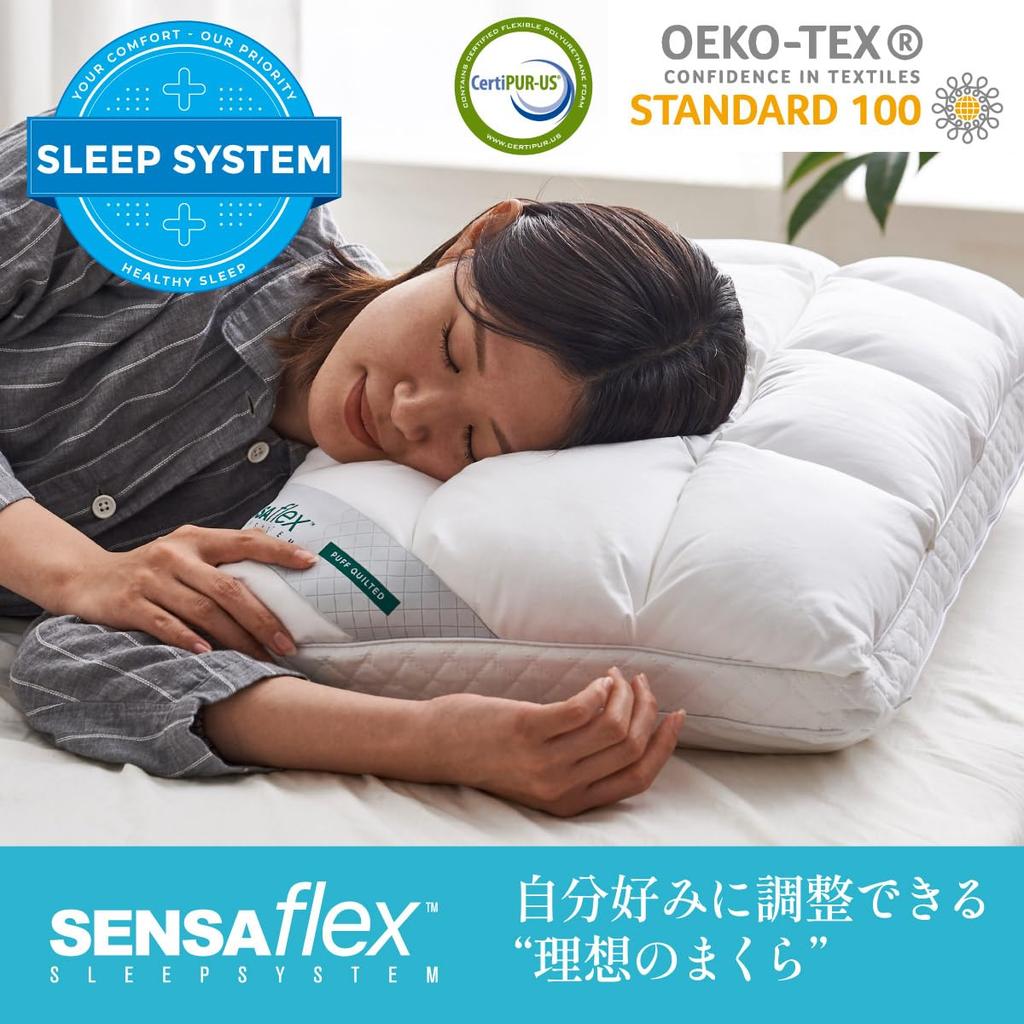 Smart-i Sensaflex Kissen, ein höhenverstellbares Hybridkissen aus Naturlatex und Memory-Schaum, mit einem doppelseitigen Design, hoher Elastizität,