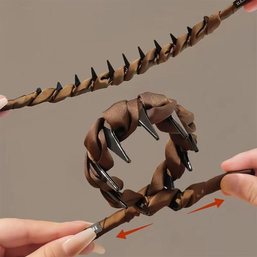 Verstellbarer umwickelter Haarreif Wellenmuster Rutschfestes Stirnband Damen Satin-Haarband Tägliches Tragen