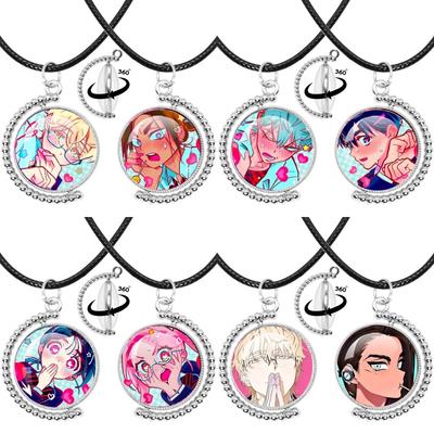 ALIEN STAGE Part2 Mizi Sua Luka Till Ivan Rotatable Dual-Sided Leather Cord Round Necklace Jewelry Gift