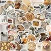 50Pcs Good Morning Food Stickers Kawaii Cat Decals Decor Notebook Fridge Phone
