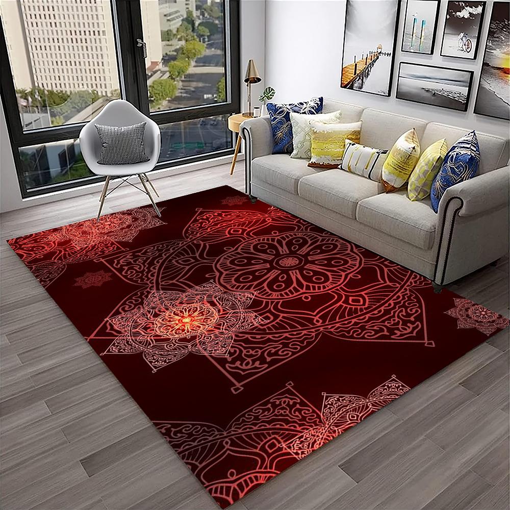 3D Mandala Bohemia Geometric Carpet Rug for Home Living Room Bedroom Sofa Kitchen Doormat Decor,Kid Area Rug Non-slip Floor Mat