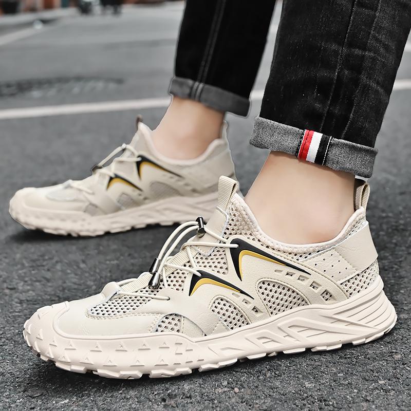 Fashion Breathable Sneakers Hollow Out Footwear New Design Running Shoes for Men Breathable Sports Shoes Light Weight Male Summer Flats