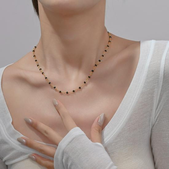 Yang Caiyu French Black Crystal Choker Necklace