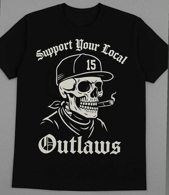 Outllaw Supporta i tuoi fuorilegge locali Biker Motocicletta MC Maglietta 15 cappello