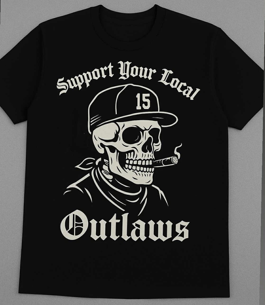 

Outllaw Support your local outlaws Biker Motorcycle MC T shirt 15 hat L