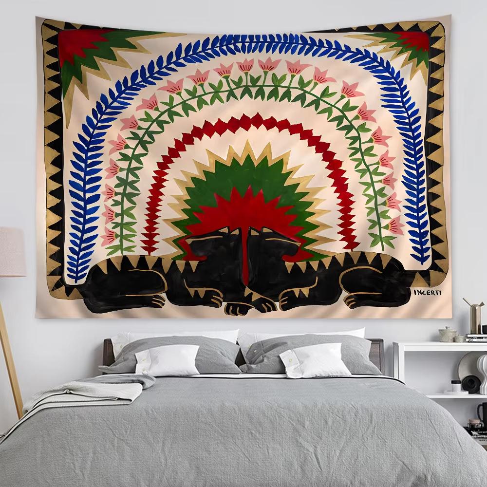 Bohemian Ancient Egyptian Abstract Tiger Leopard Wall Hanging Tapestry Home Decor Dormitory Artwork Tarot Hippie Design