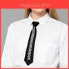 No Brand Womens Geometric Polyester Tie With Rhinestone Accents For Office And Casual Wear