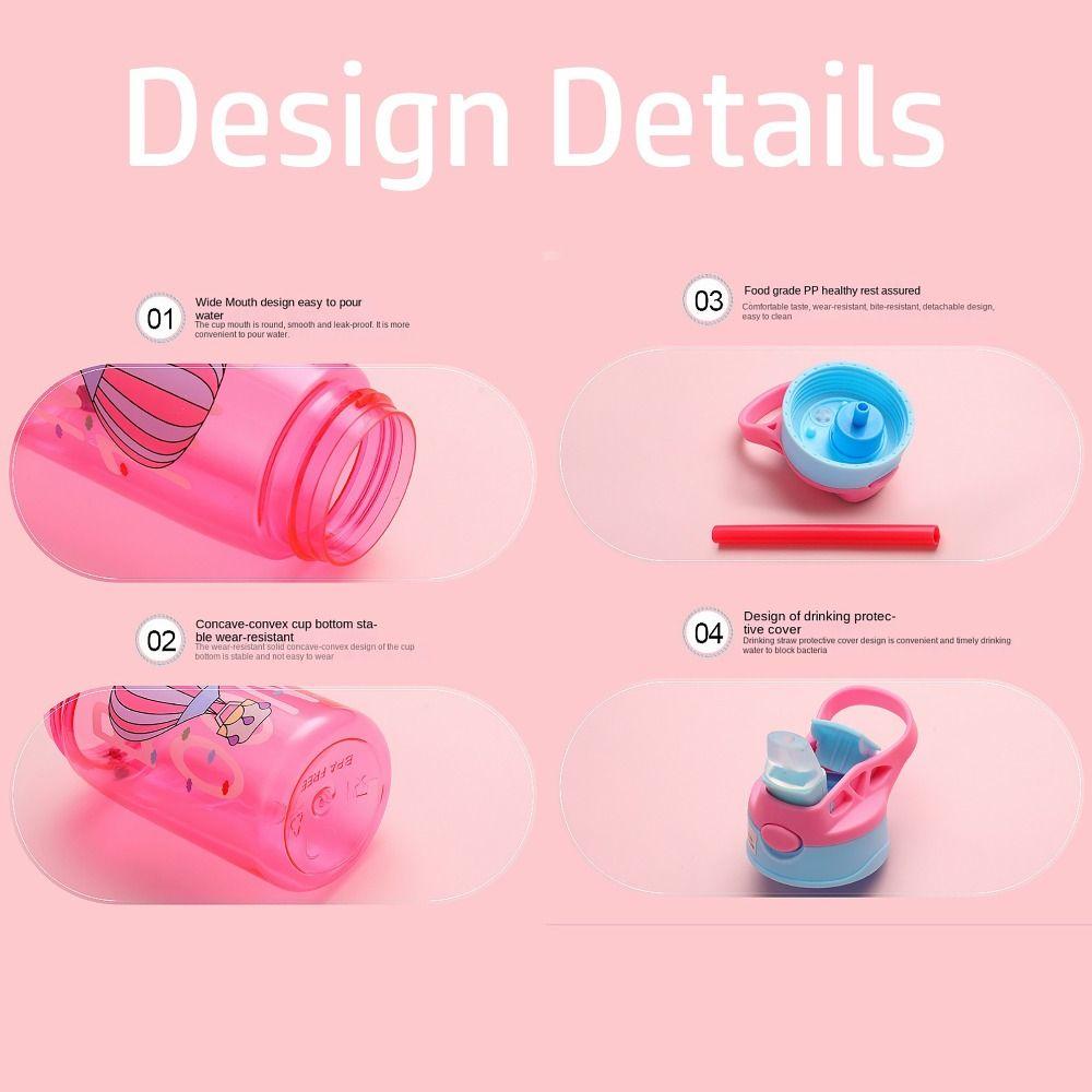 with Flip Straw Children's Straw Bottle Leakproof Drinking Cup for Student Outdoor Sports