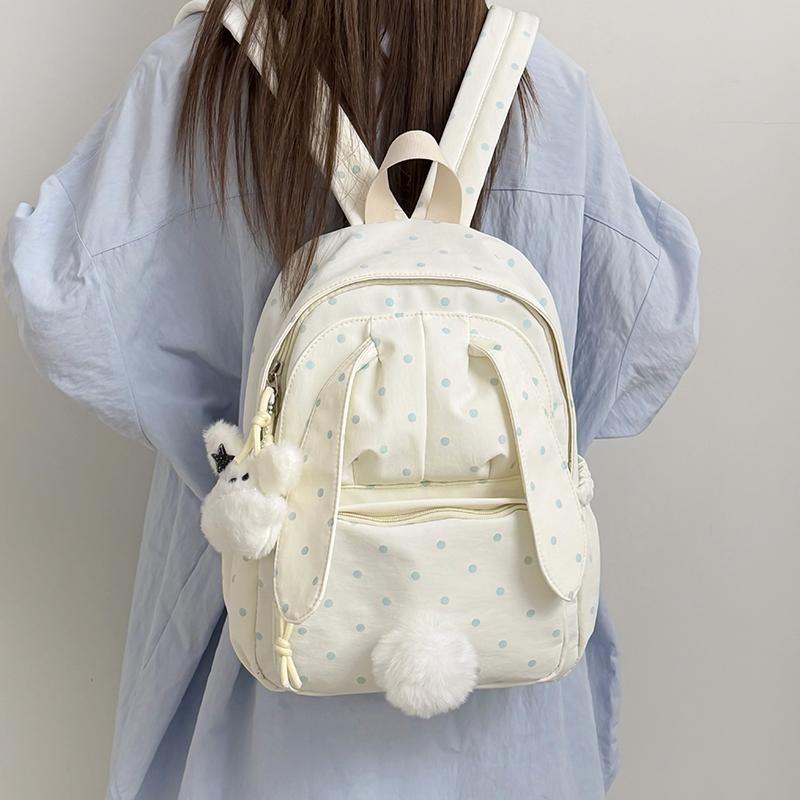 Women Polka Dot Nylon Backpack Casual Travel Daypack School Bag
