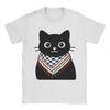 Palestine Cat Wearing the Keffiyeh T Shirts for Men Pure Cotton Funny TShirts Round Collar  Tees Short Sleeve Clothing Adult