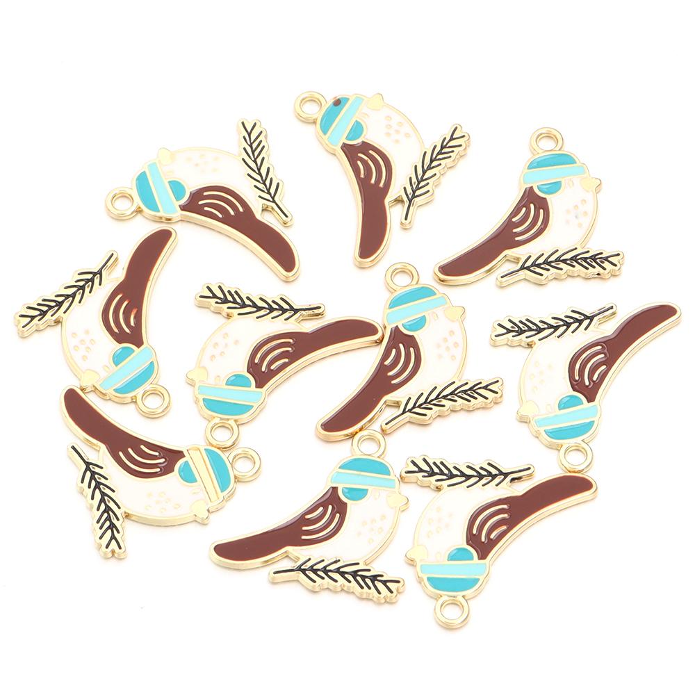 10Pcs Alloy Bird Series Charms Color Cute Dripping Oil Pendant Bead DIY Bracelet Necklace Keychain Jewelry Making Accessories