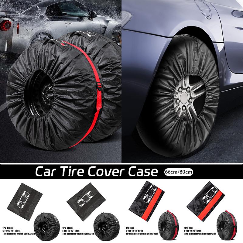 4Pcs Universal Car Spare Tire Cover Polyester Waterproof Durable Tire Storage Bags Vehicle Wheel Protector Tyre Accessories