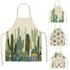 Cactus Plant Pattern Apron Adult Sleeveless Kitchen Cleaning Home Chef Baking Waist Bib