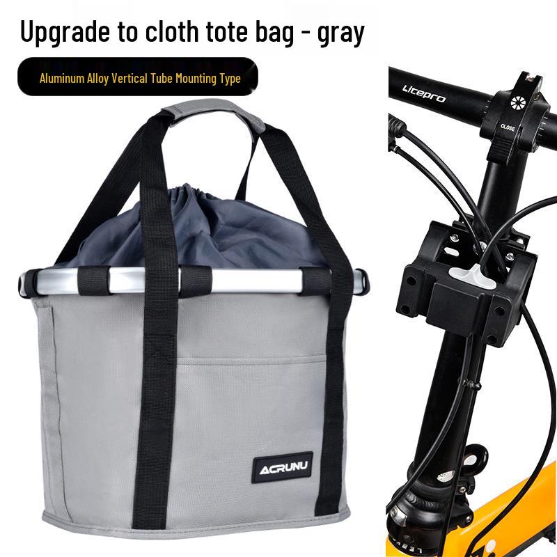 ACRUNU Waterproof Front Basket for Mountain Bike & Electric Scooter - Commuting Foldable Aluminum Alloy Handheld Basket