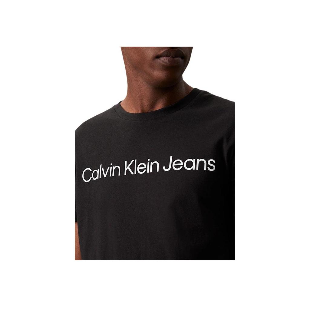 Calvin Klein Jeans Letter Print Slim Fit Round Neck Short Sleeve T-Shirt Men Tops Black J30J322552-BEH