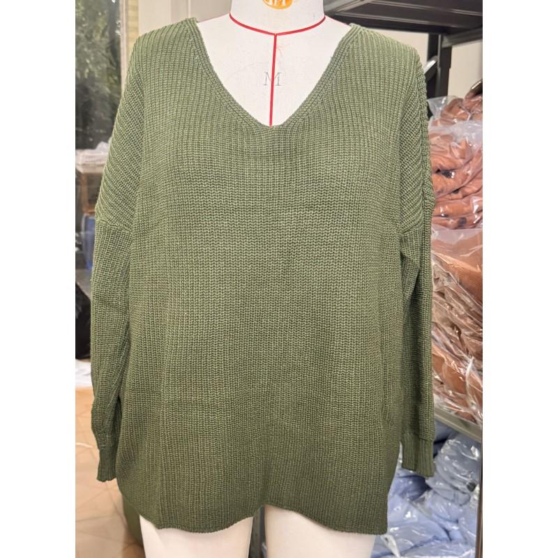 Womens V-Neck Loose Long Sleeve Knit Sweater Winter Casual Home Outfit