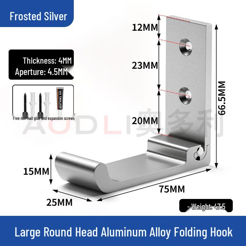 Schwarzer Wandmontierter Klappmantelhaken aus Aluminiumlegierung - Stanzfrei, Solider Einzelhaken