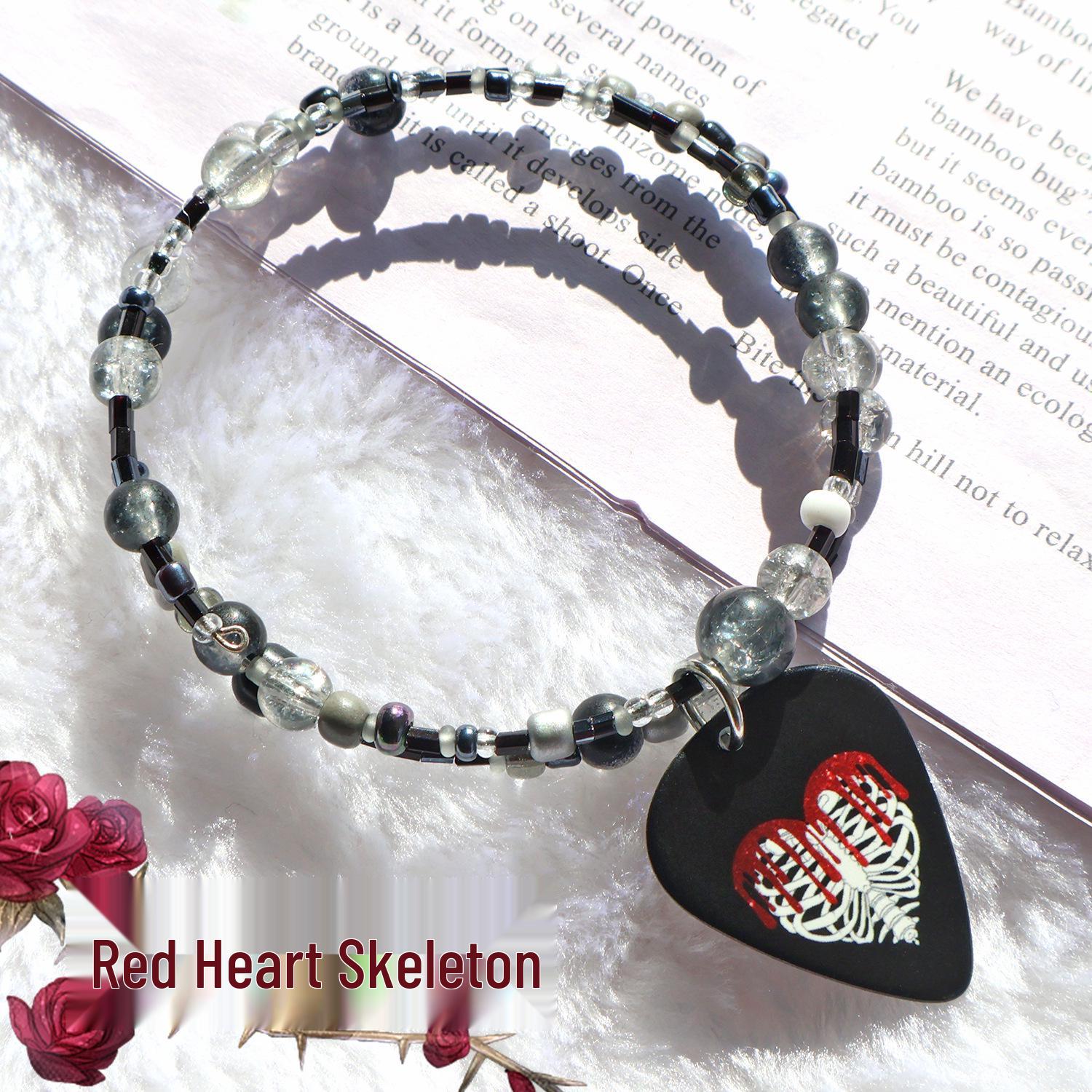 

Handmade Guitar Pick Pendant & Bead Bracelet