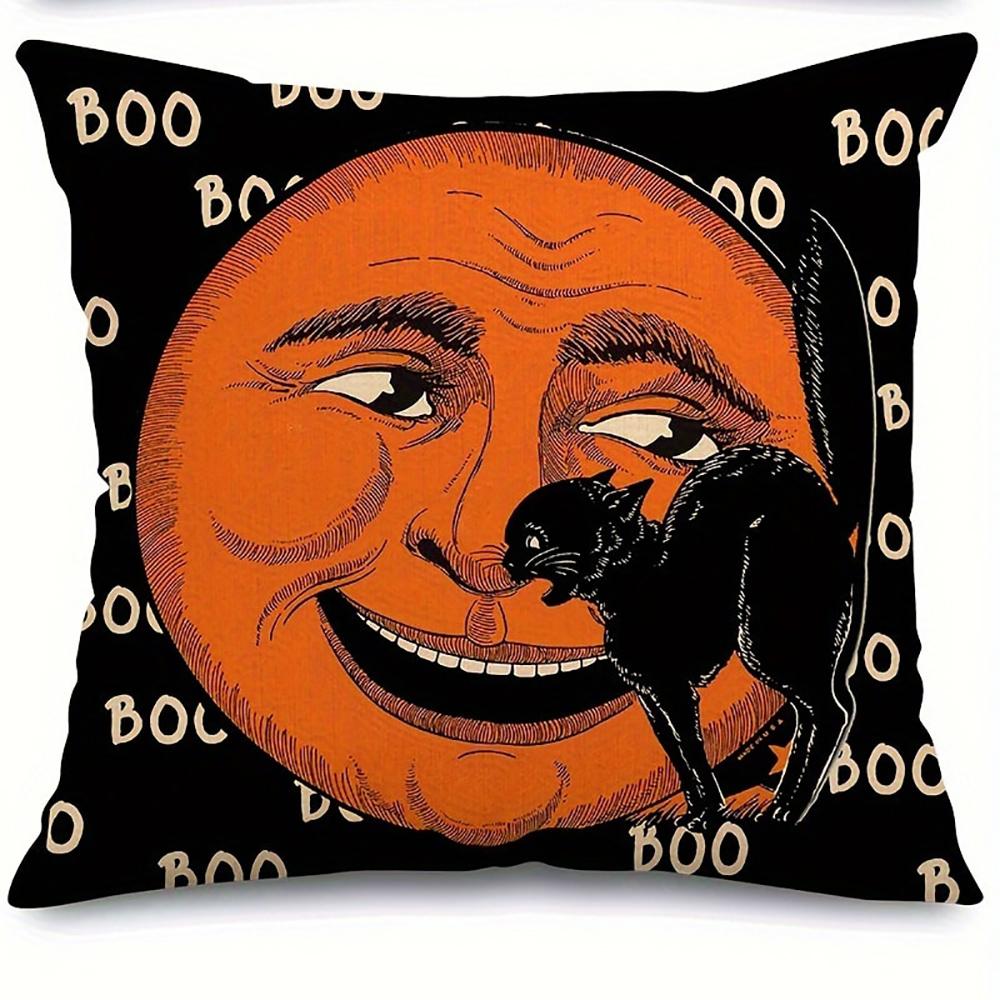 

1 шт. чехол для подушки с украшением на Хэллоуин, чехол с рисунком лунной ведьмы и черной кошки, подходит для украшения домашней комнаты на вечеринку 40x40cm