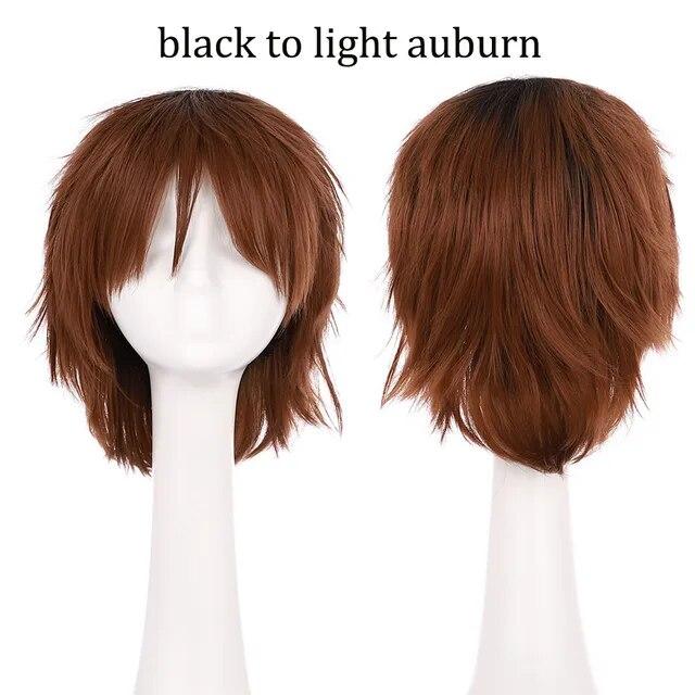 S-noilite Synthetic Short Wig Blue Brown Black Women Men Cosplay Costume Party Head Wigs Hair