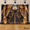 Schwarz-Gold Bühnenhintergrund Eleganter Ballsaal Treppenhaus mit Lichtern Fotografie Hintergrund