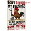 Vintage Metal Rooster Wall Decor, Heavy Iron Sign for Garden, Don't Ruffle My Feathers Poster