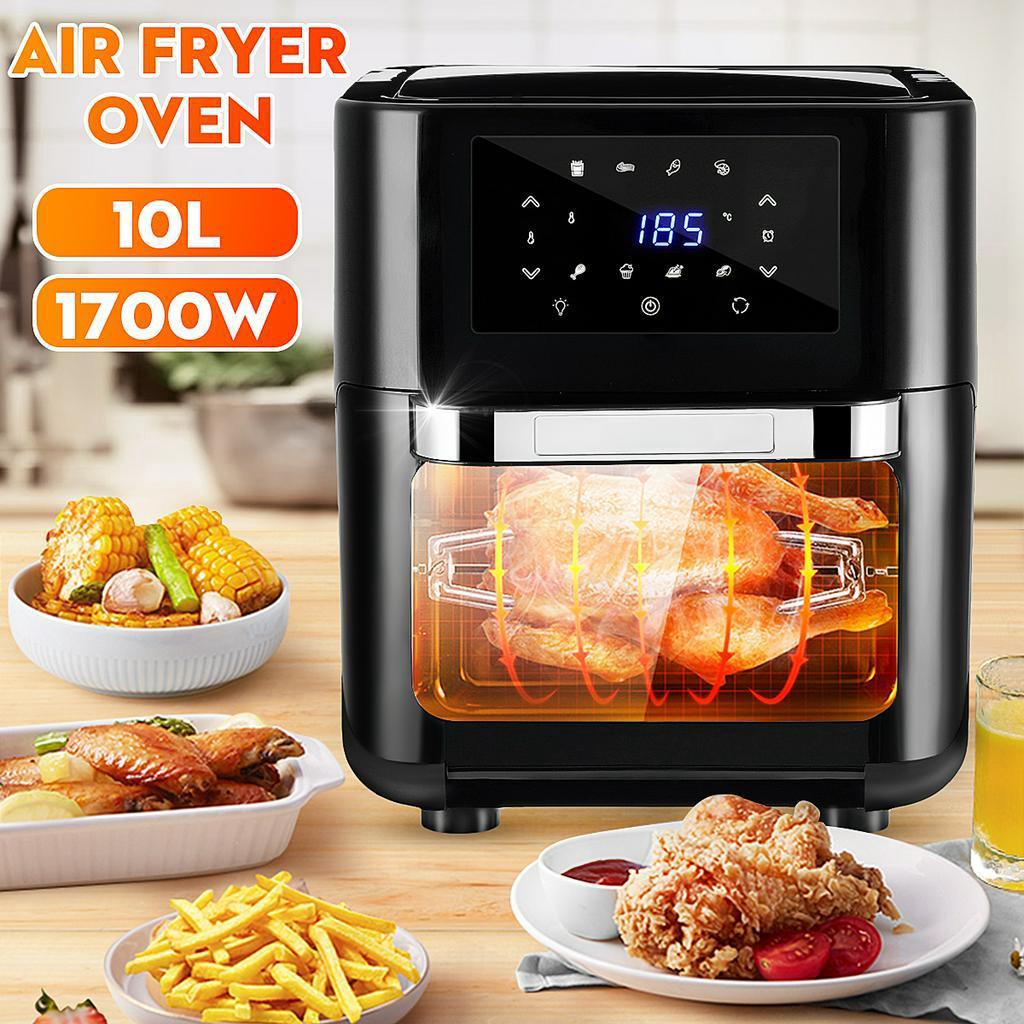 10L Digital Air Fryer Oven 1700W Low Fat Healthy Touch Panel Control Oil Free Black