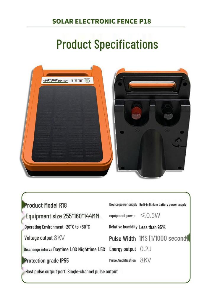 Solar-Powered Electronic Livestock Fence Kit for Pigs, Cattle, Sheep - Complete Set for Farm Use