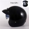 Half Face Vintage Motorcycle Helmet Retro German Kask,Cafe Racer,Scooter,Cruiser,Chopper,Matte Black Leather DOT