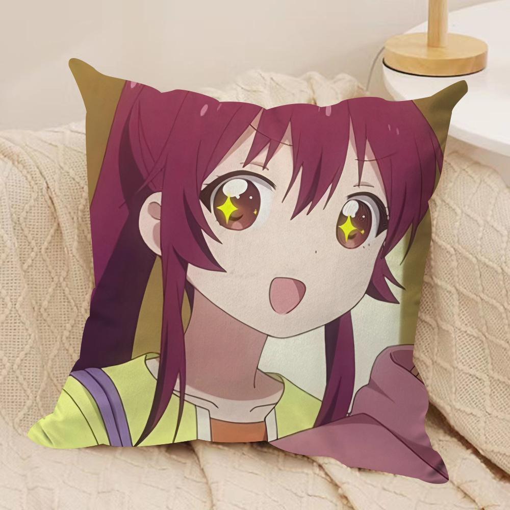 Yuru Yuri Cushion Cover Soft Plush Fabric DoubleSided Printed Sofa Cushion Cover for All Seasons Home Decor Gift