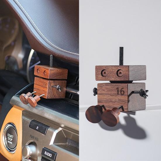 Wooden Car Air Freshener with Wobbling Legs Wind Powered Vent Clip Diffuser for Aromatherapy Handcrafted Dashboard Decoration