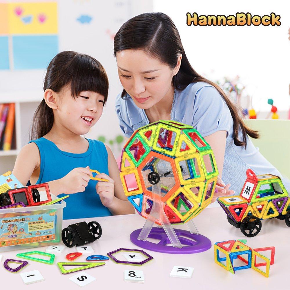 HannaBlock Magnetic Building Magnetic Educational Toys for Boys and Building Blocks 122-Pcs Blocks, Toys, Kids, Girls,