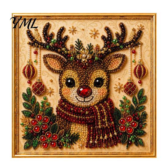 Set Artistico Scena Invernale Fai da Te Kit Pittura con Perle Finte di Natale, Decorazioni Festive 3D con Perline di Natale Progetto Creativo Festivo per Adulti, Decorazione Murale per la Casa