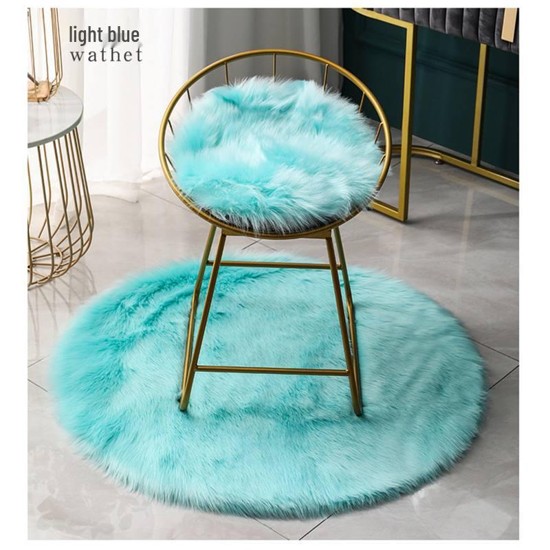 Nordic Plush Round Rug for Bedroom, Chair, and Vanity