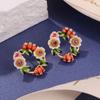 Exquisite Pearl and Floral Oil Painting Stud Earrings for Women