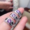 Amethyst Ring: 925 Sterling Silver, Men's Luxury, Wide Band, Distinctive Edges, Clear Lines.