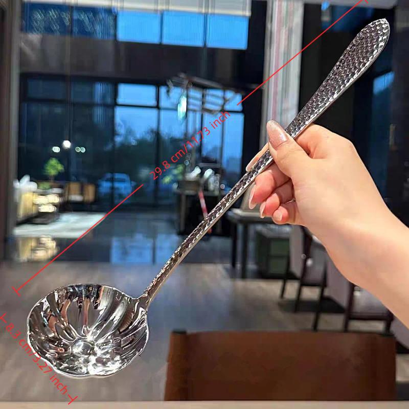Stainless Steel Spoon Long Handle Soup Spoons For Pot Scoops Colander Home Kitchen Tableware Cooking Essential Tools