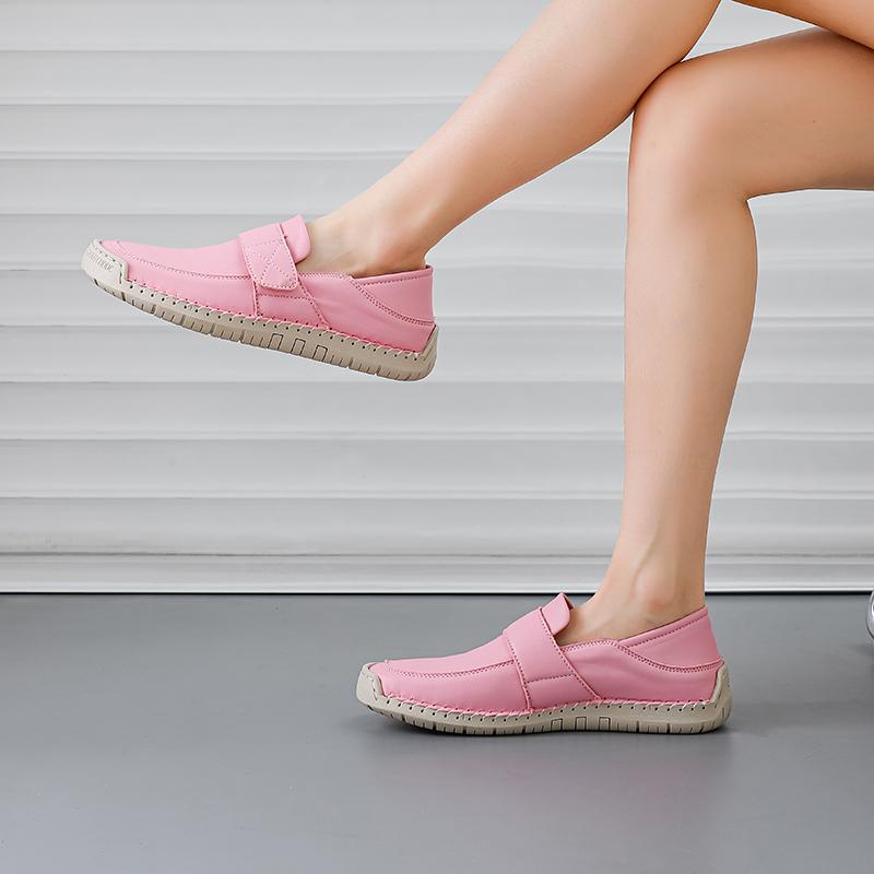 Women's Loafers Summer Pink Moccasins Casual Wide Head Purple Walking Shoes Plus Size