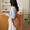 Borsa a Spalla Intrecciata con Perline da Donna Borsa a Secchiello da Spiaggia Traforata Grande Capacità Borse da Sotto Braccio Leggere per Viaggio Lavoro Appuntamenti