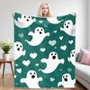 Cute -Ghosts Flannel Blankets Are Suitable For Sofas, Men's Room Decorations, Thick And Warm Gifts For Teenagers