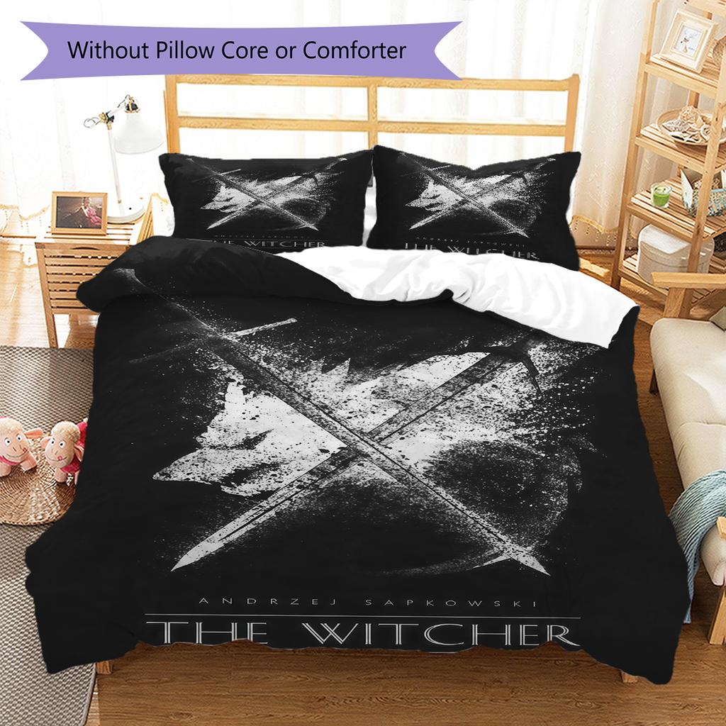 The Witcher Poster Bedding Quilt Set Quilt Cover Pillowcase Home Decoration Birthday Gift (1 * Duvet Cover + 2 * Pillowcase, Without Core)