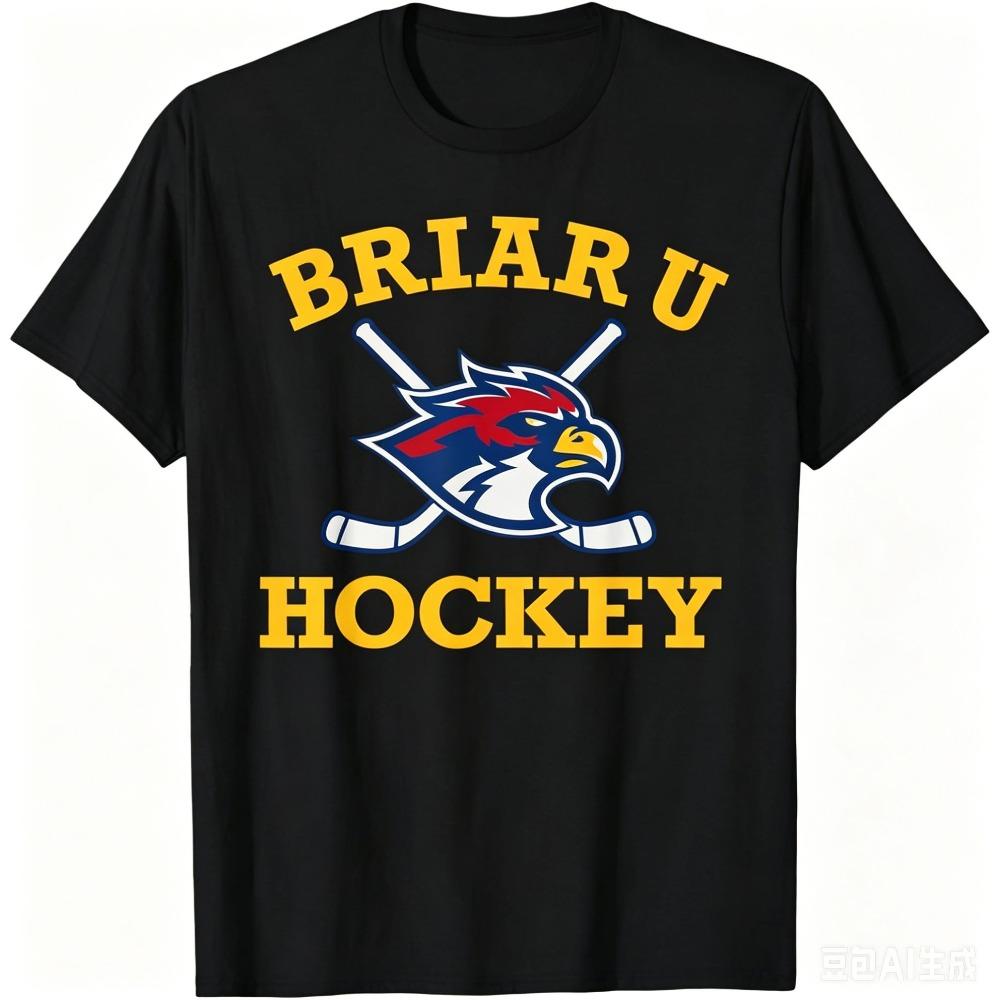 2026 New Off-Campus Briar University Hawks  Cotton Men s Shirt High Quality Ice Hockey Graphic Oversized Women s Cheap T-shirt Daily Wear Cool Top 4XL