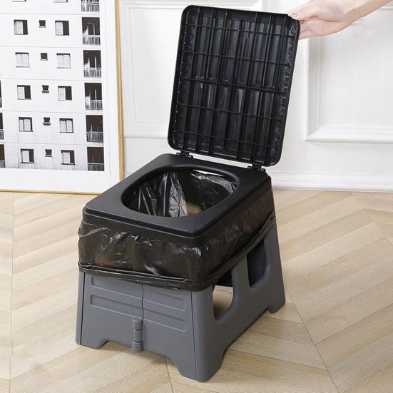 Outdoor Camping Portable Toilet with Bag Multi-purpose Folding Toilet with Lid Kids Adults Car Emergency Toilet Collapsible Travel Potty