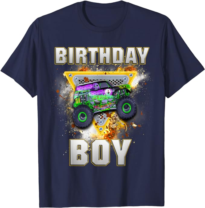Monster Truck Birthday Boy Monster Truck Are My Jam Lovers T-Shirt Humor Funny Kids Tee Tops Sons Nephew Bithday Novelty Gifts