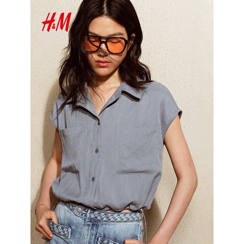 

Hm2025 Summer New Women clothes Sleeveless Oblique Cloth Drawstring Shirts 1297167