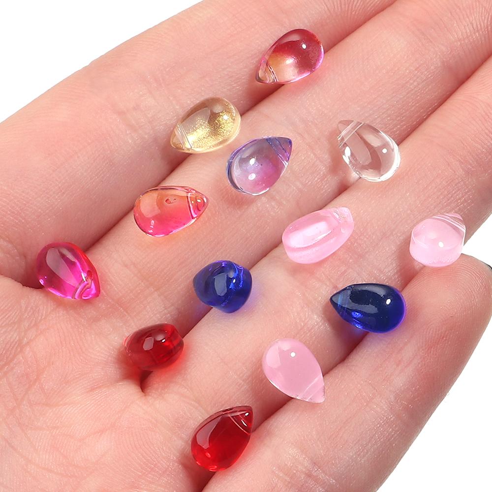 50pcs/lot 9x6mm Droplet Shaped Lampwork Beads Colorful Loose Spacer Glass Seed Beads For DIY Charm Necklace Earrings Accessories