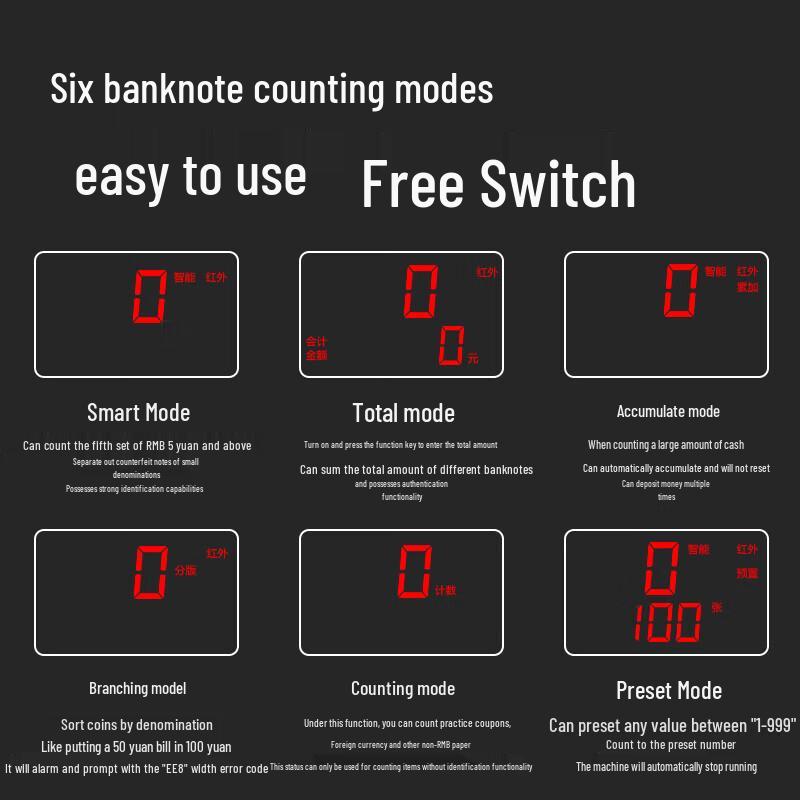 Deli Smart Dual-Screen Bill Counter
