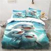 Ocean World Underwater World Dolphin Printed Bedding Set Bedroom Home Decor Bedspread Pillowcase Quilt Cover Bedding Set Luxury