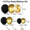 113PCS Black and Gold Latex Balloon Set Suitable for Birthday Parties, Weddings, Valentine's Day Party Decorations
